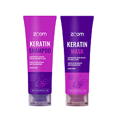 Комплект для домашнего ухода ZOOM Keratin Shampoo 250 ml + Keratin Mask 250 ml New